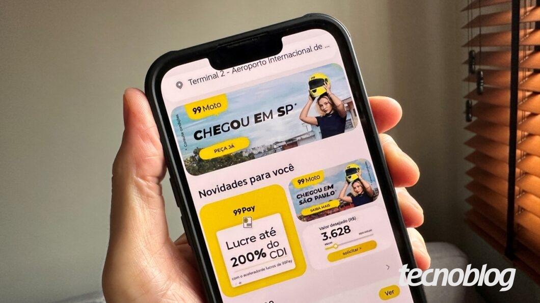 Aplicativo da 99 promovendo a opção 99Moto