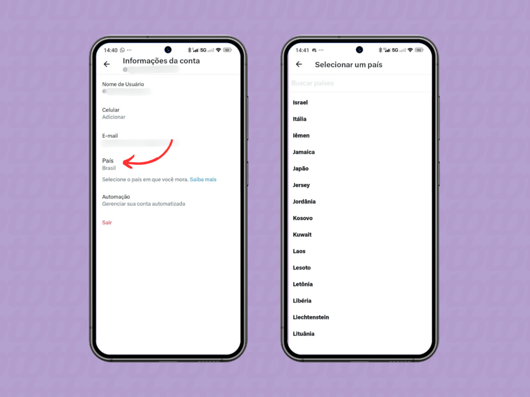 Alterando o país da sua conta no X (Twitter)