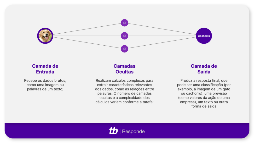 Ilustração mostra as camadas de aplicação do Deep Learning