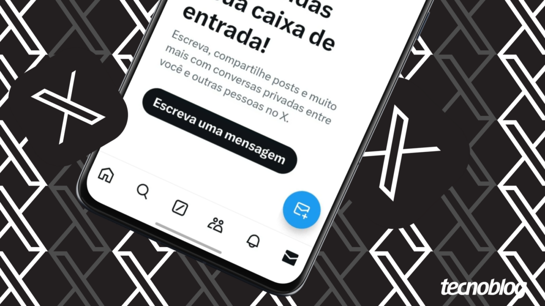 Ilustração do X (Twitter) mostra tela para escrever mensagem direta (DM) no aplicativo