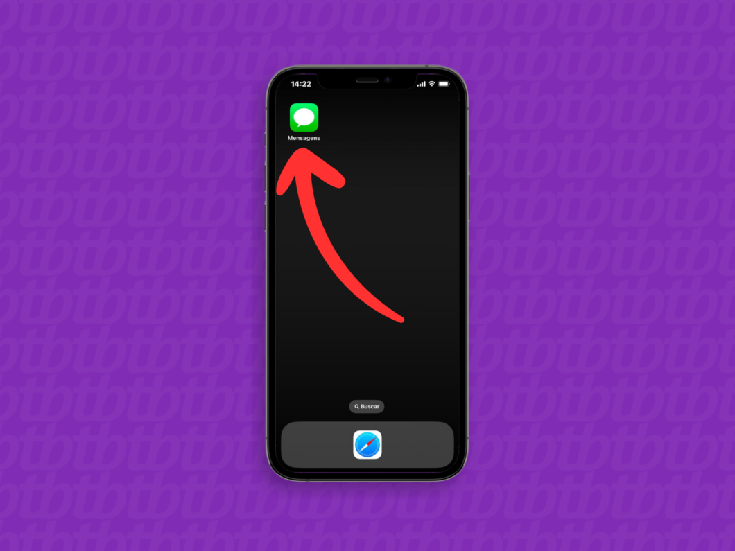 Captura de tela do iPhone mostra como acessar o app Mensagens