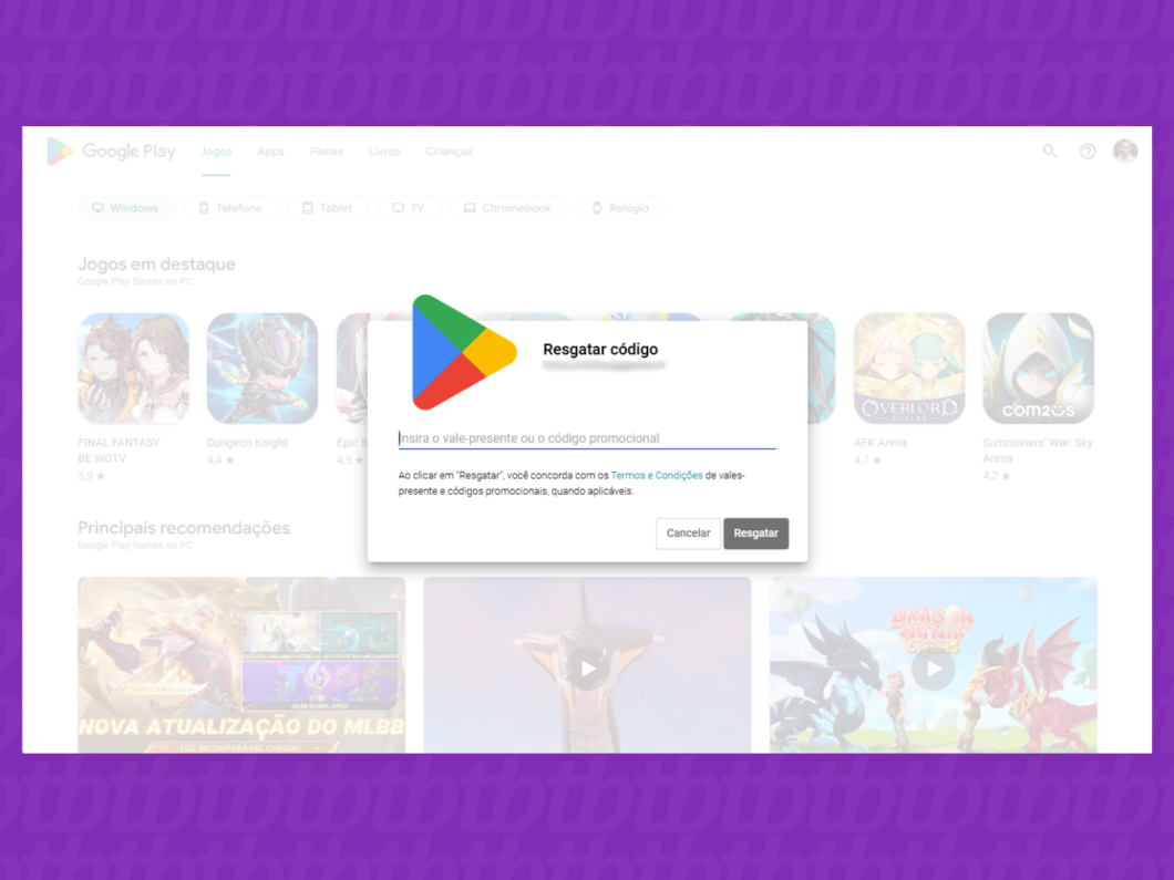 Captura de tela do site Google Play Store