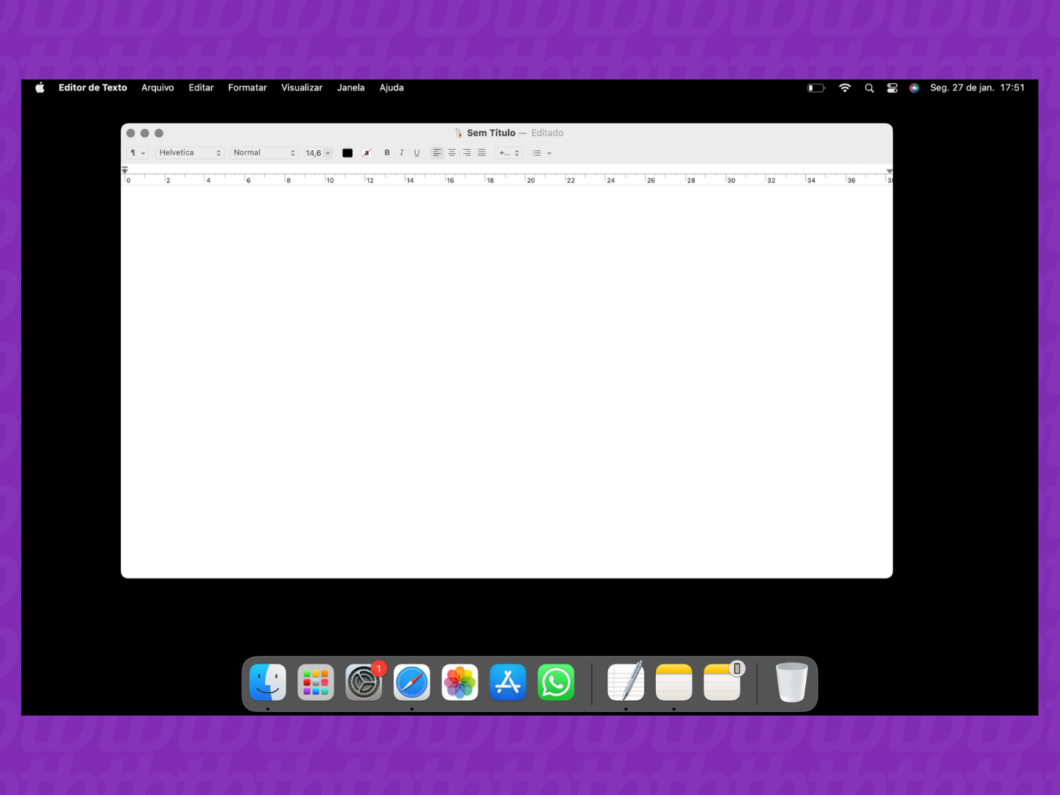 Captura de tela do Mac mostra o aplicativo Editor De Texto