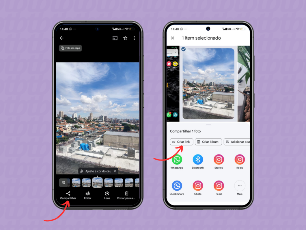 Compartilhando a imagem do Google Fotos por link