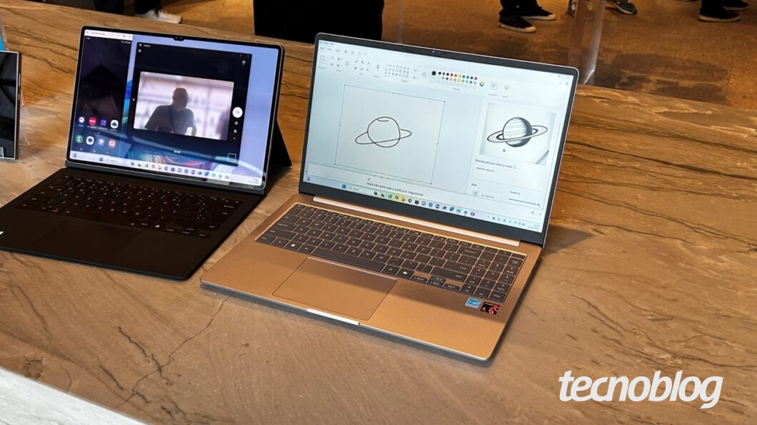 Galaxy Book 4 Edge rodando o Paint com a ferramenta de IA CoCreator