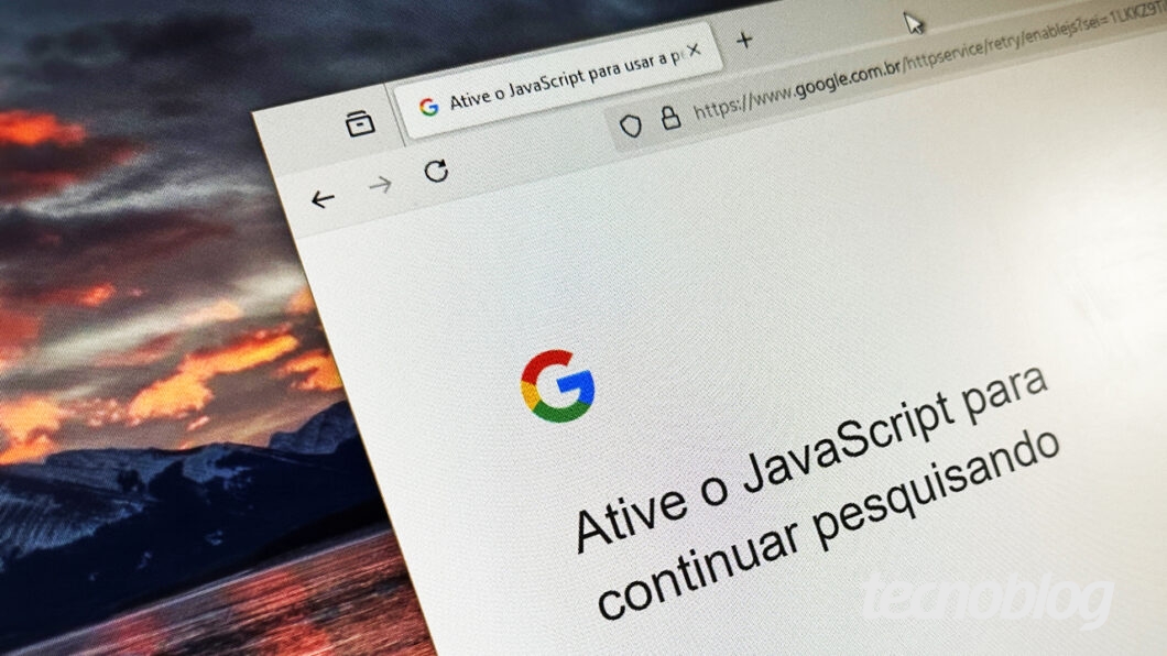 Aviso do Google para JavaScript ser ativado para as buscas