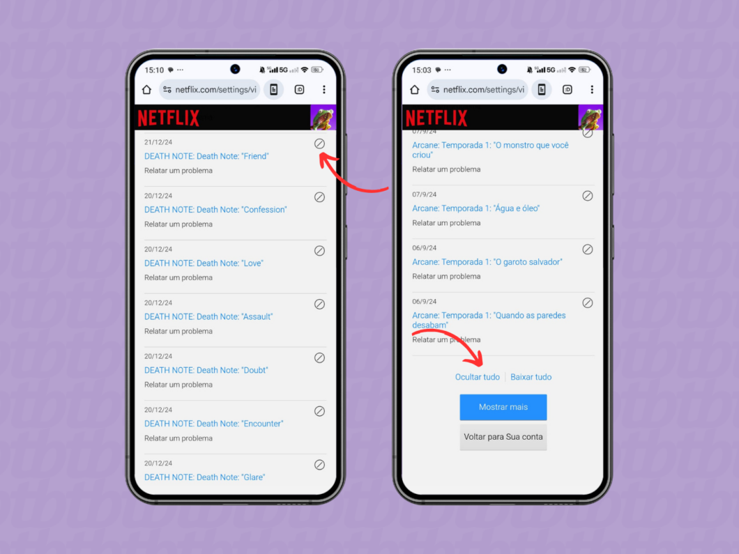 Ocultando os registros de visualização da Netflix