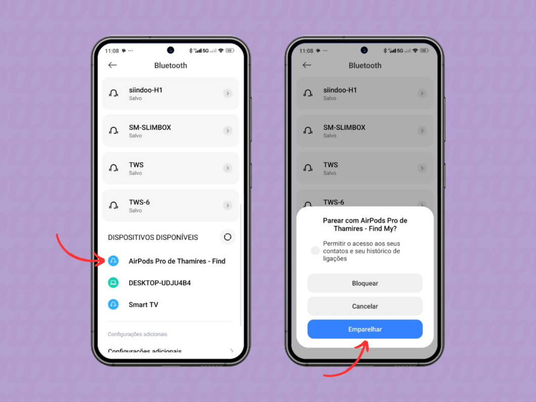 Pareando os Airpods ao dispositivo Android