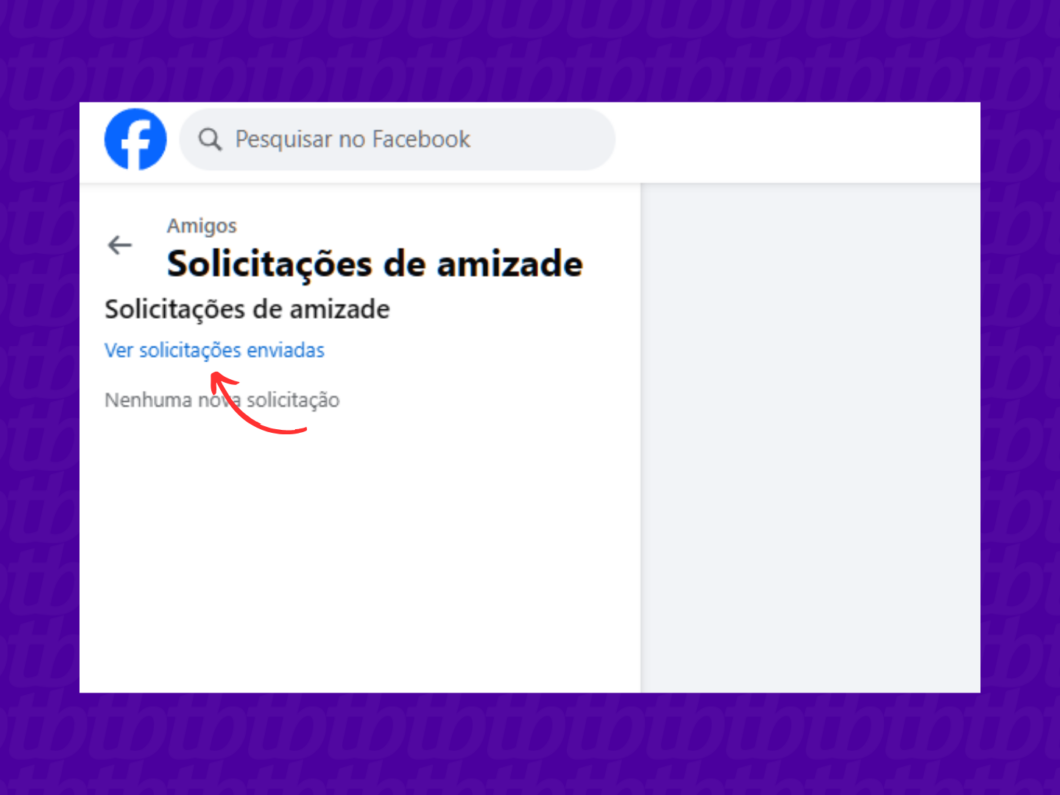 Acessando o link direto para ver os pedidos de amizade enviados no Facebook