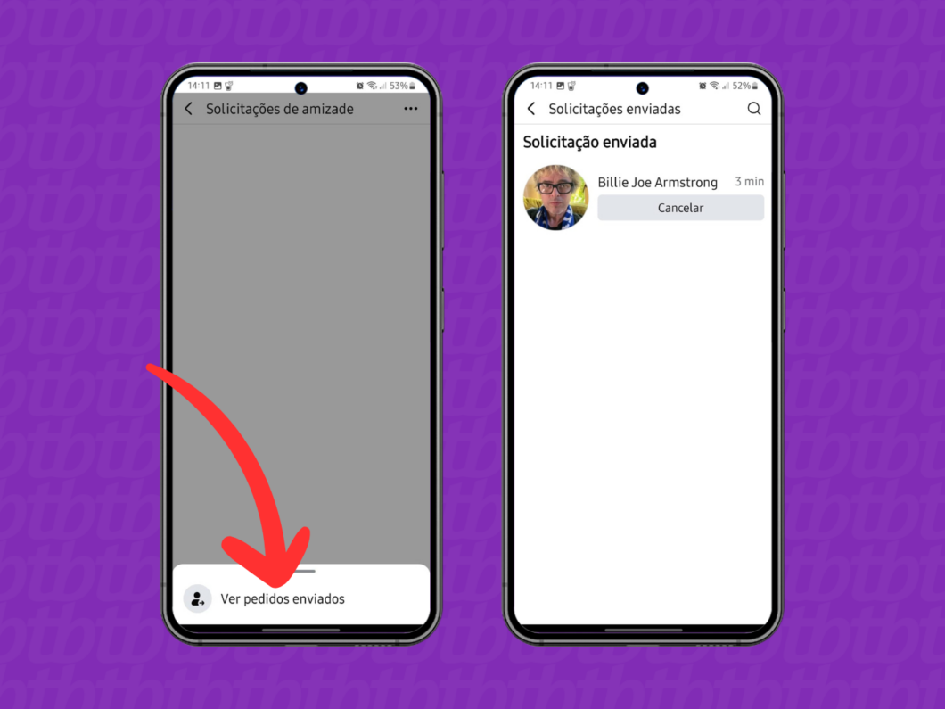 Captura de tela do app Facebook mostra como abrir o menu Ver pedidos enviados