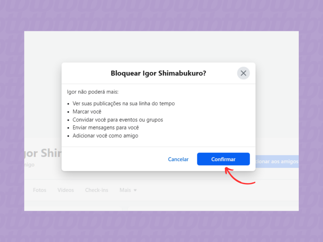 Confirmando o bloqueio de perfil no Facebook pelo PC