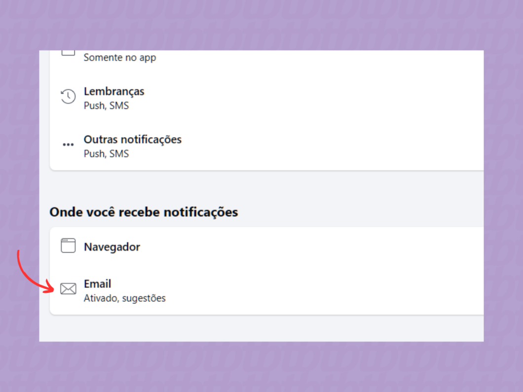 Entrando nas notificações do Facebook por e-mail