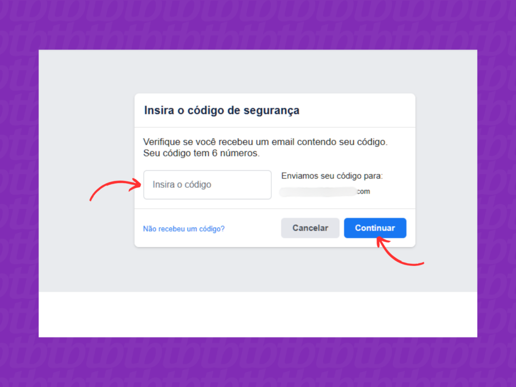 Informando o código do Facebook pelo PC