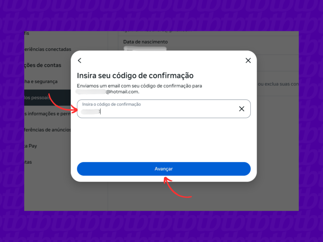 Verificando o novo e-mail adicionado à conta do Facebook