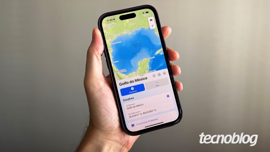 iPhone mostrando o Golfo do México no Apple Maps