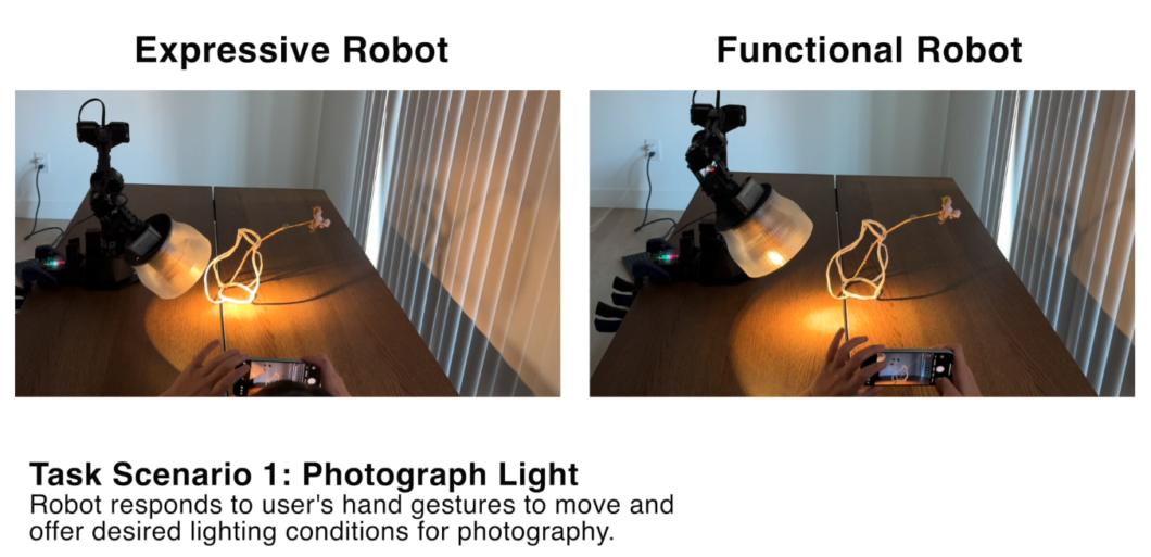 Robô luminária da Apple iluminando objeto que será fotografado (imagem: reprodução)