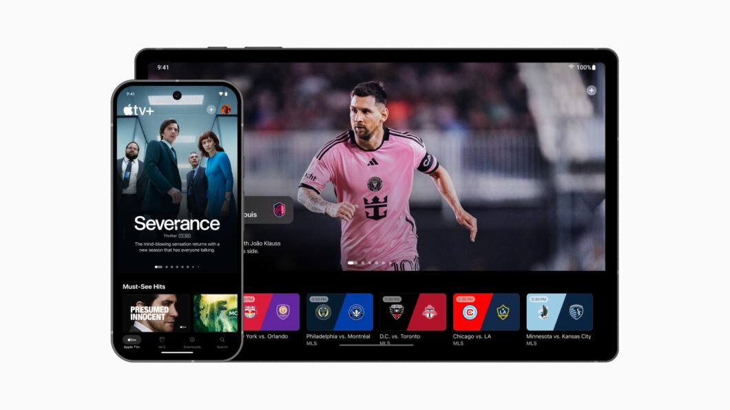 Um celular e um tablet Android mostrando o Apple TV+