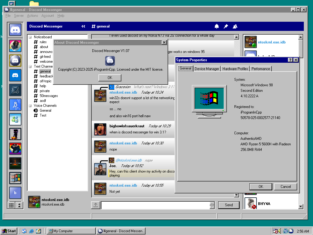 Discord no Windows 98 