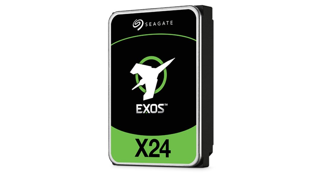 HD Seagate Exos X24 posicionado na vertical