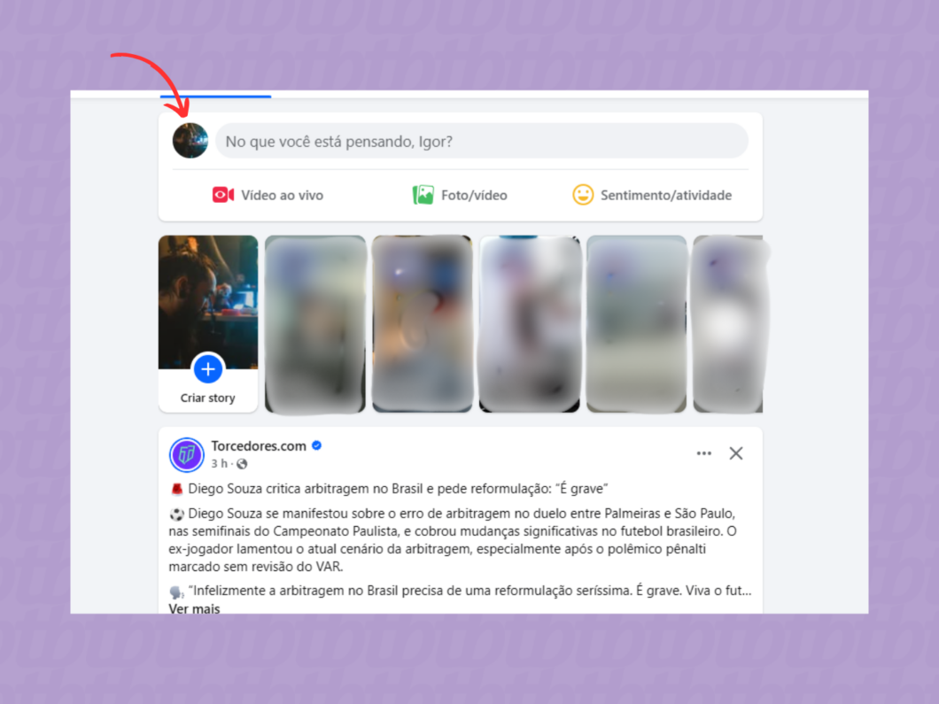 Acessando a página de perfil do Facebook pelo PC