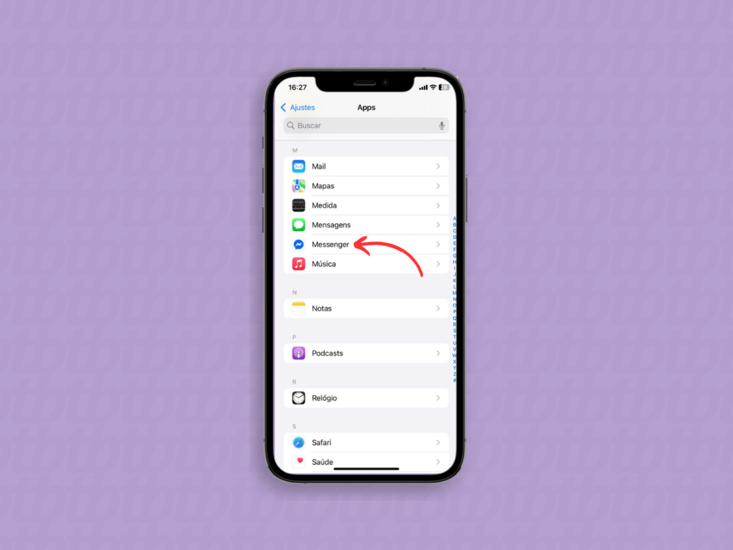 Acessando as configurações de app do Messenger no iPhone