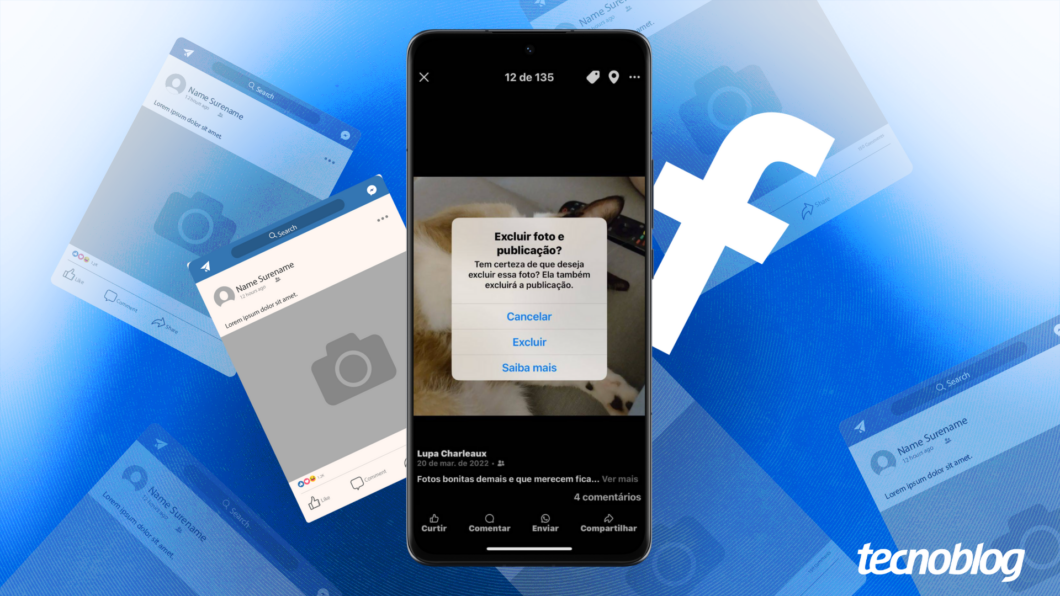 Ilustração do Facebook mostra a tela de exclusão da foto