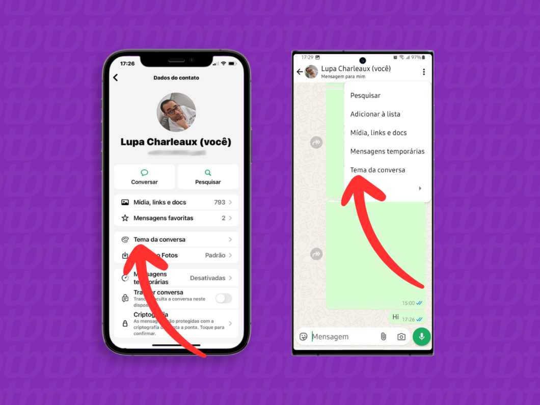 Selecionando a opção "Tema da conversa"