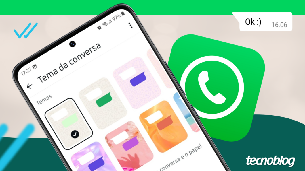 Ilustração do WhatsApp mostra a tela "Tema da conversa"