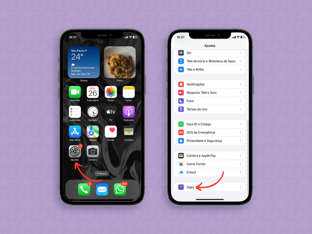 Entrando no gerenciamento de apps do iOS
