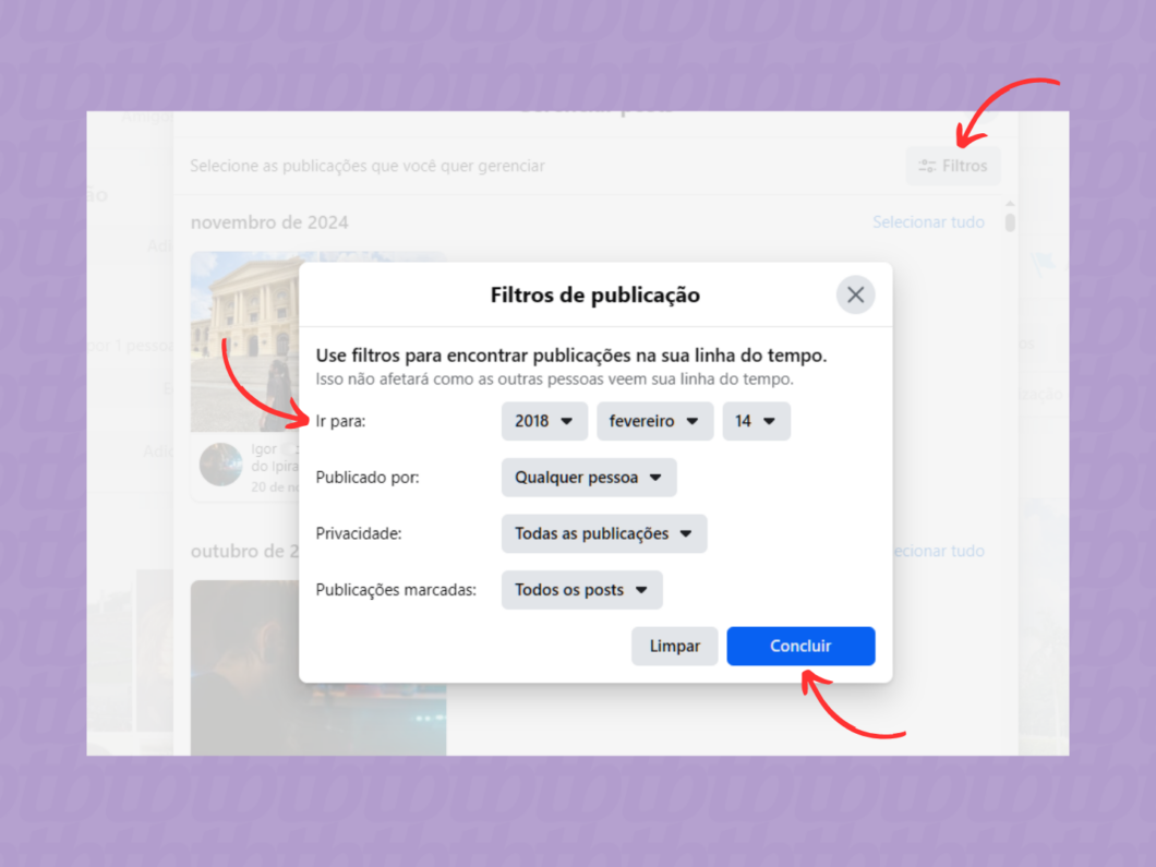 Filtrando posts antigos do Facebook por data