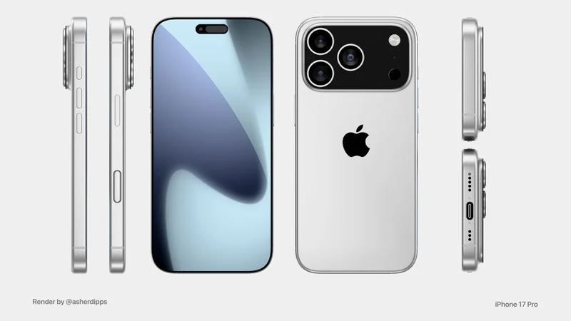 Arte do suposto iPhone 17 Pro branco.