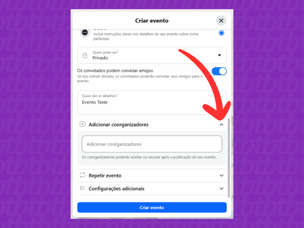 Adicionando novos organizadores ao evento
