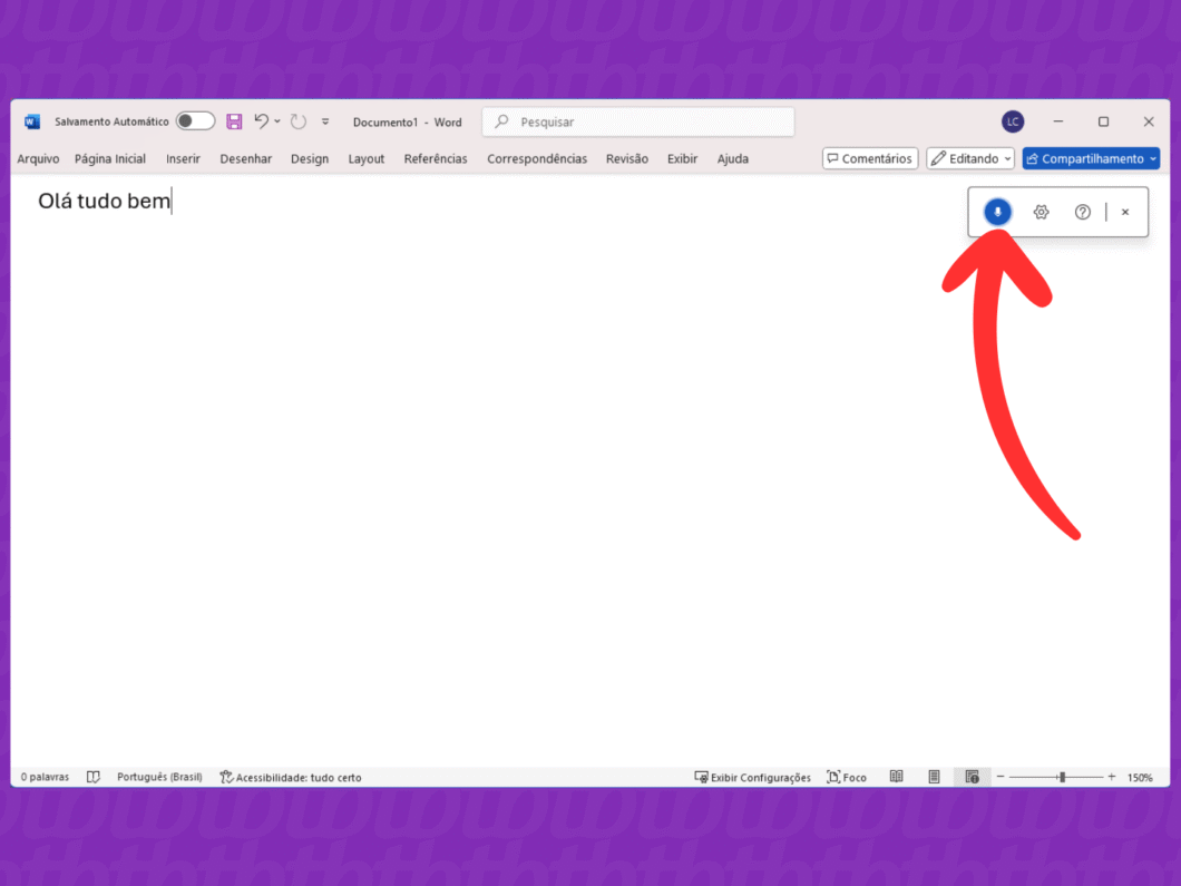 Desativando o microfone para encerrar a transcrição