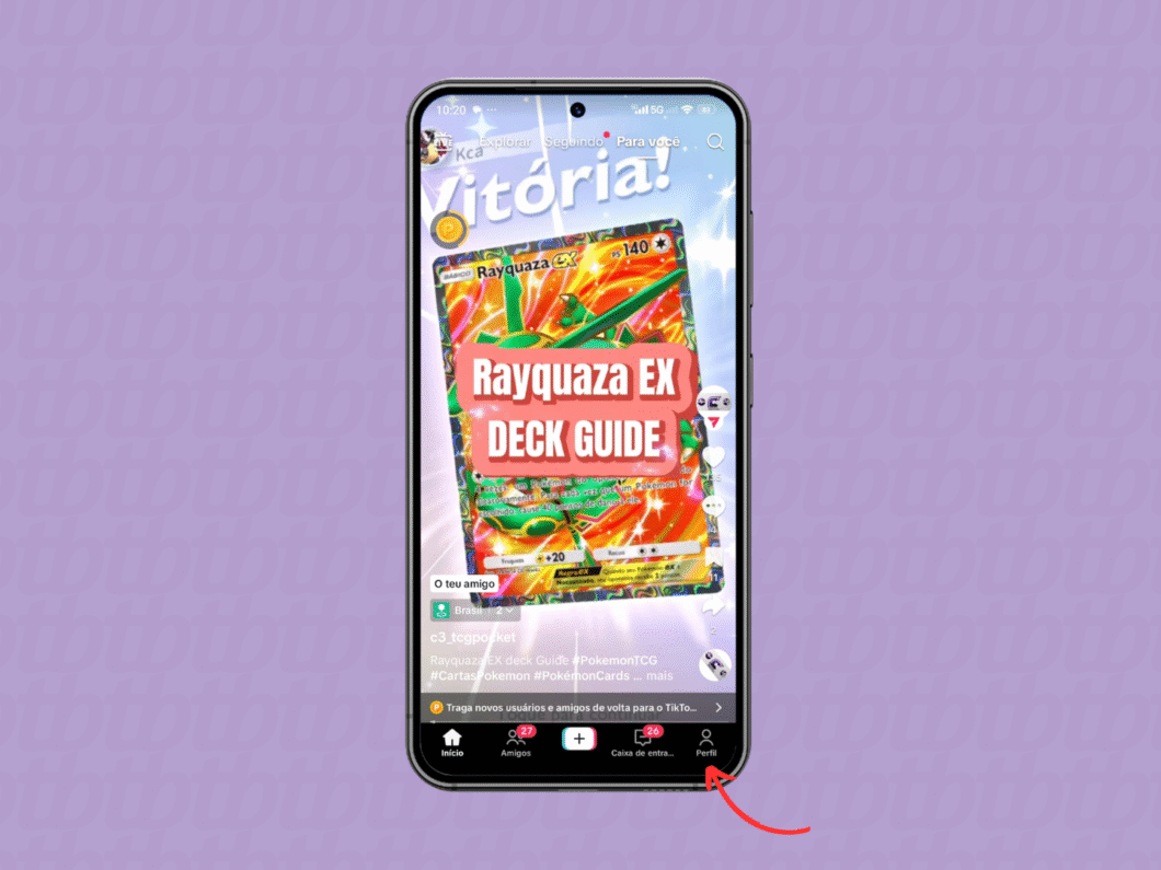 Acessando a página de perfil do TikTok