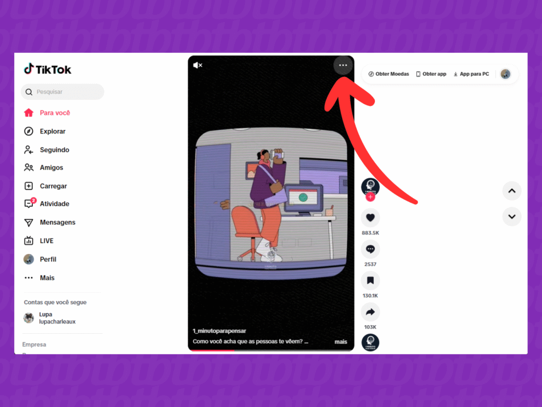 Como ativar ou desativar legendas automáticas no TikTok 5 Abrindo as opções do vídeo do TikTok