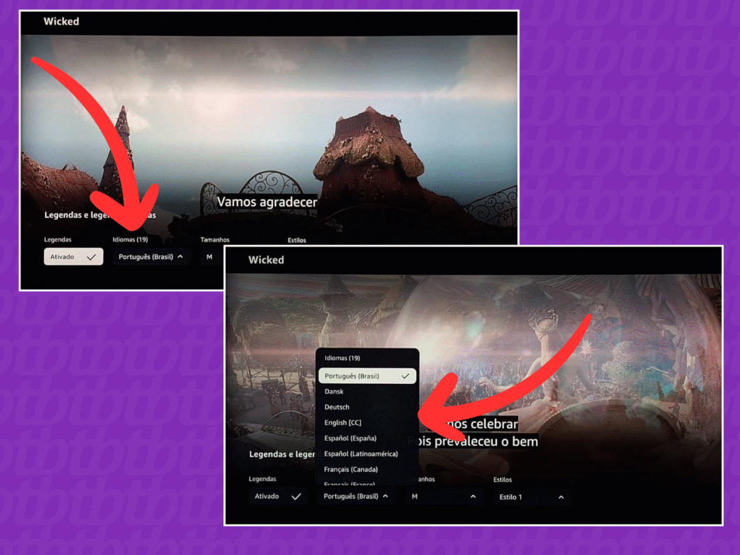 Escolhendo o idioma da legenda no Prime Video