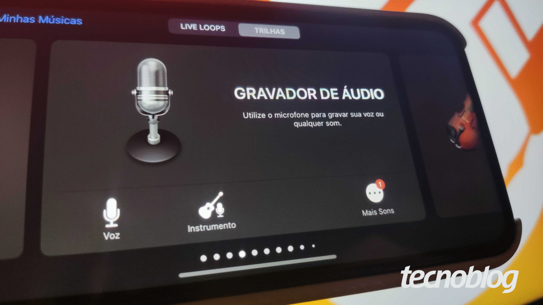 Imagem da tela do GarageBand