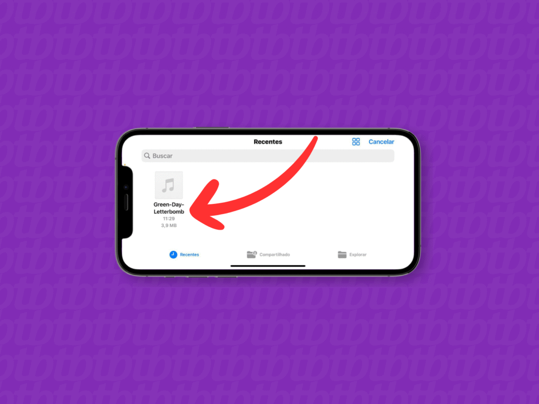 Selecionando a música que será transformada em toque no iPhone