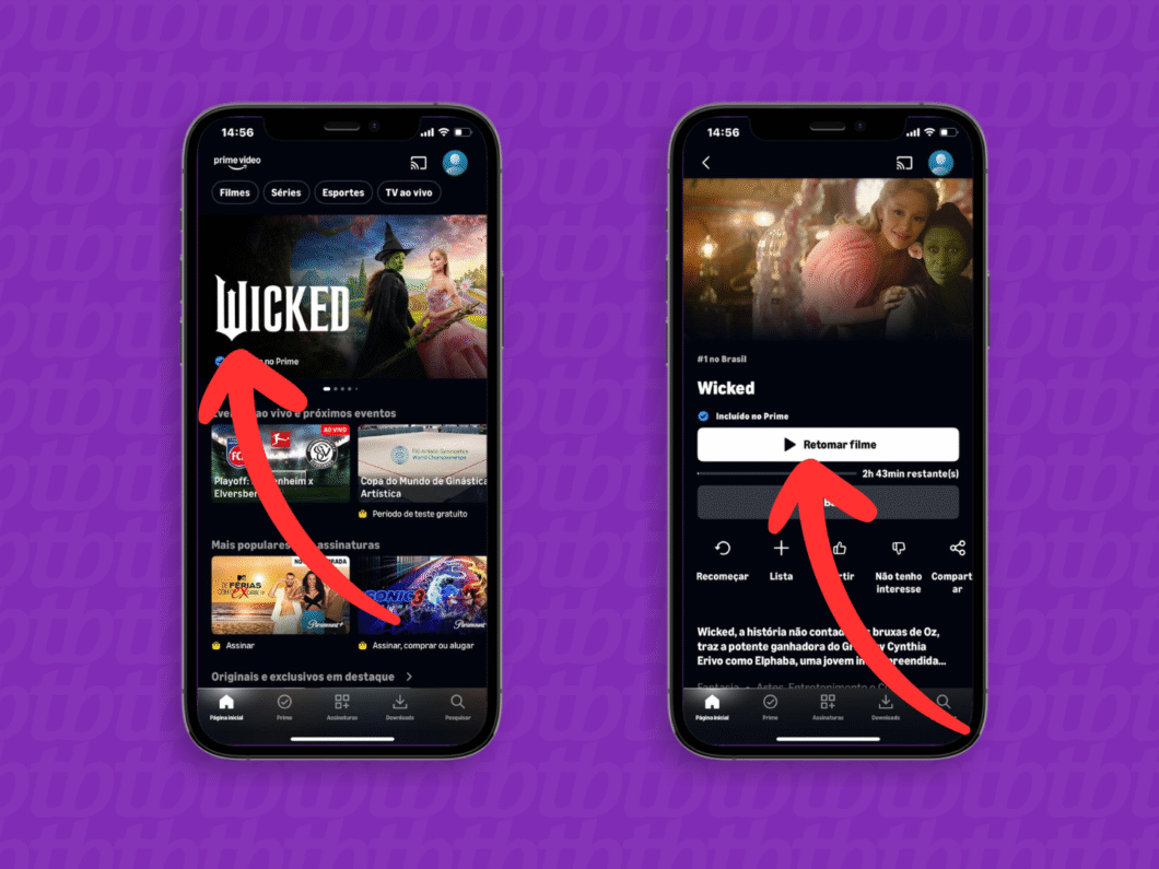 Abrindo um conteúdo no Prime Video pelo celular