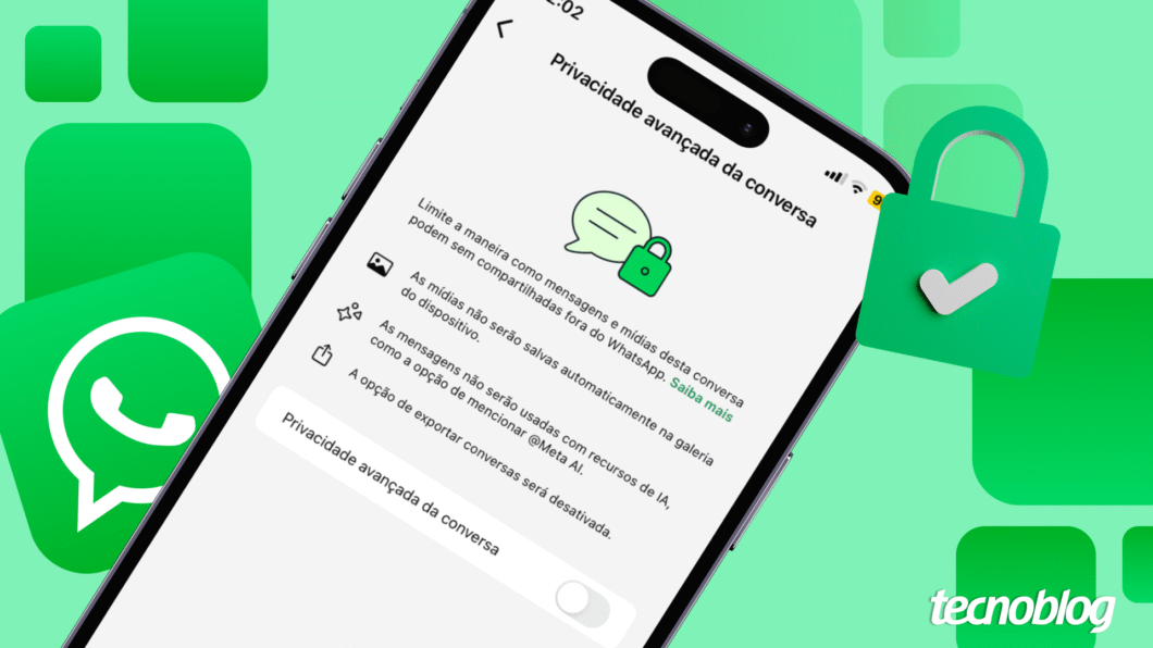 imagem mostra a tela de "privacidade avançada da conversa" do WhatsApp