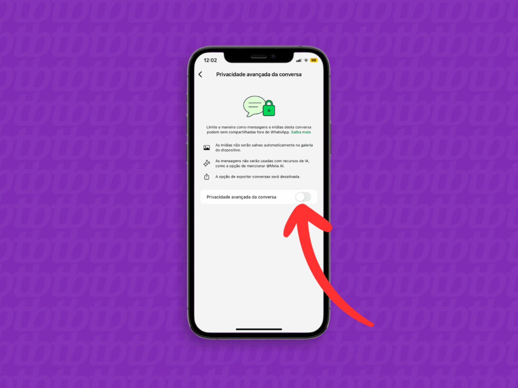 Ativando o recurso "Privacidade avançada da conversa" do WhatsApp