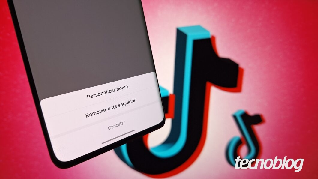 Celular mostra a tela "Remover este seguidor" do TikTok