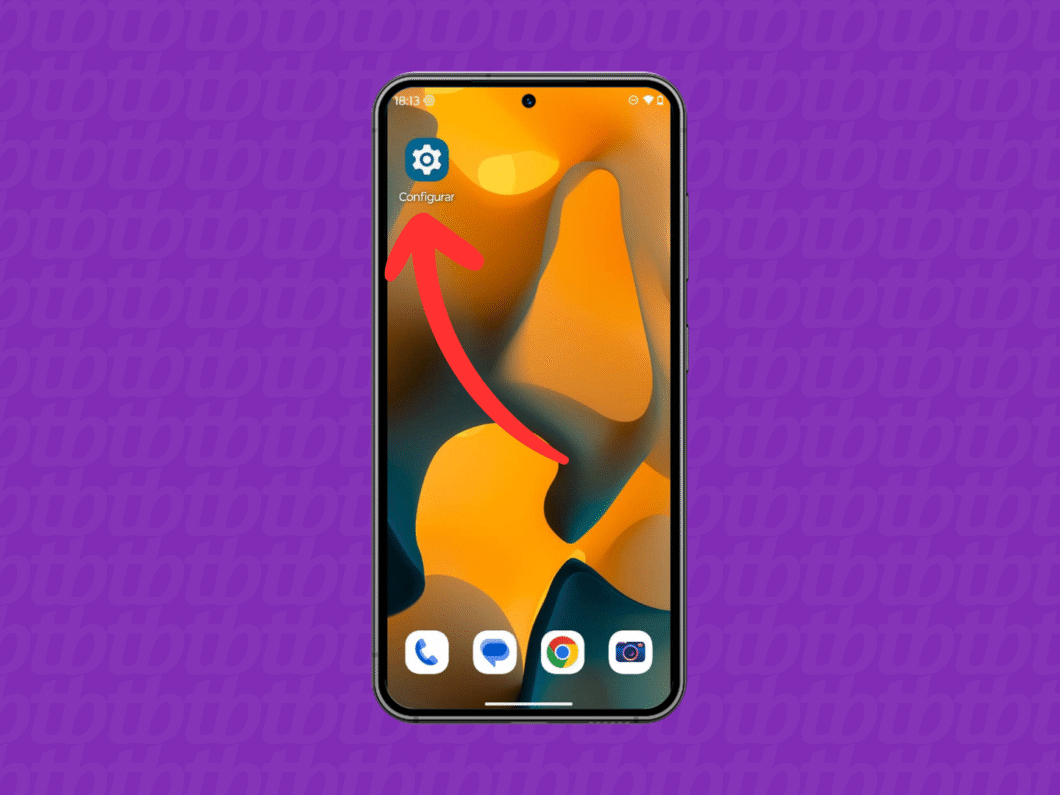 Abrindo o app "Configurar" no celular Motorola