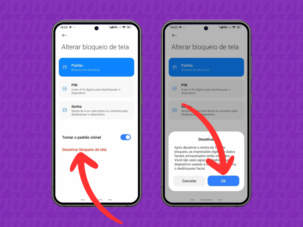 Desativando o bloqueio de tela no celular Xiaomi