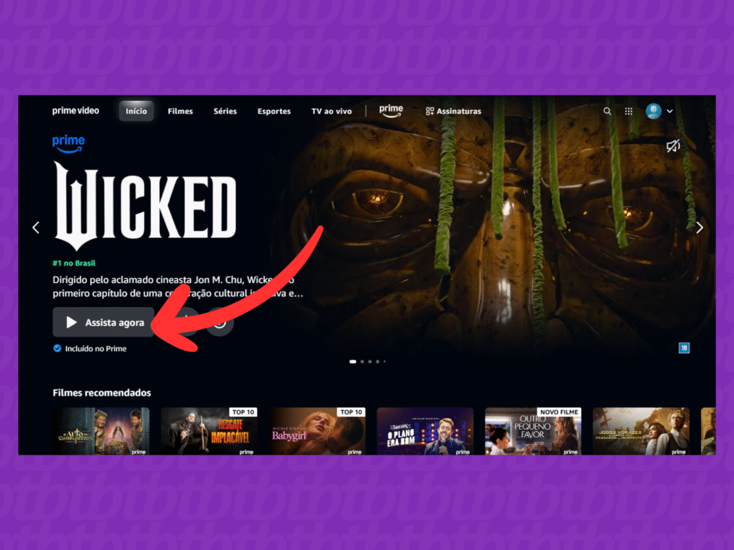 Iniciando um filme ou série no Prime Video no PC