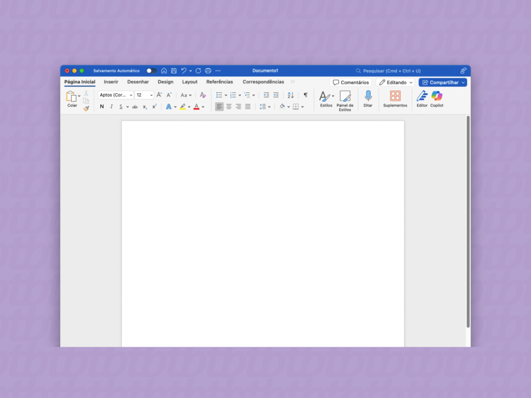 Interface do Microsoft Word no macOS