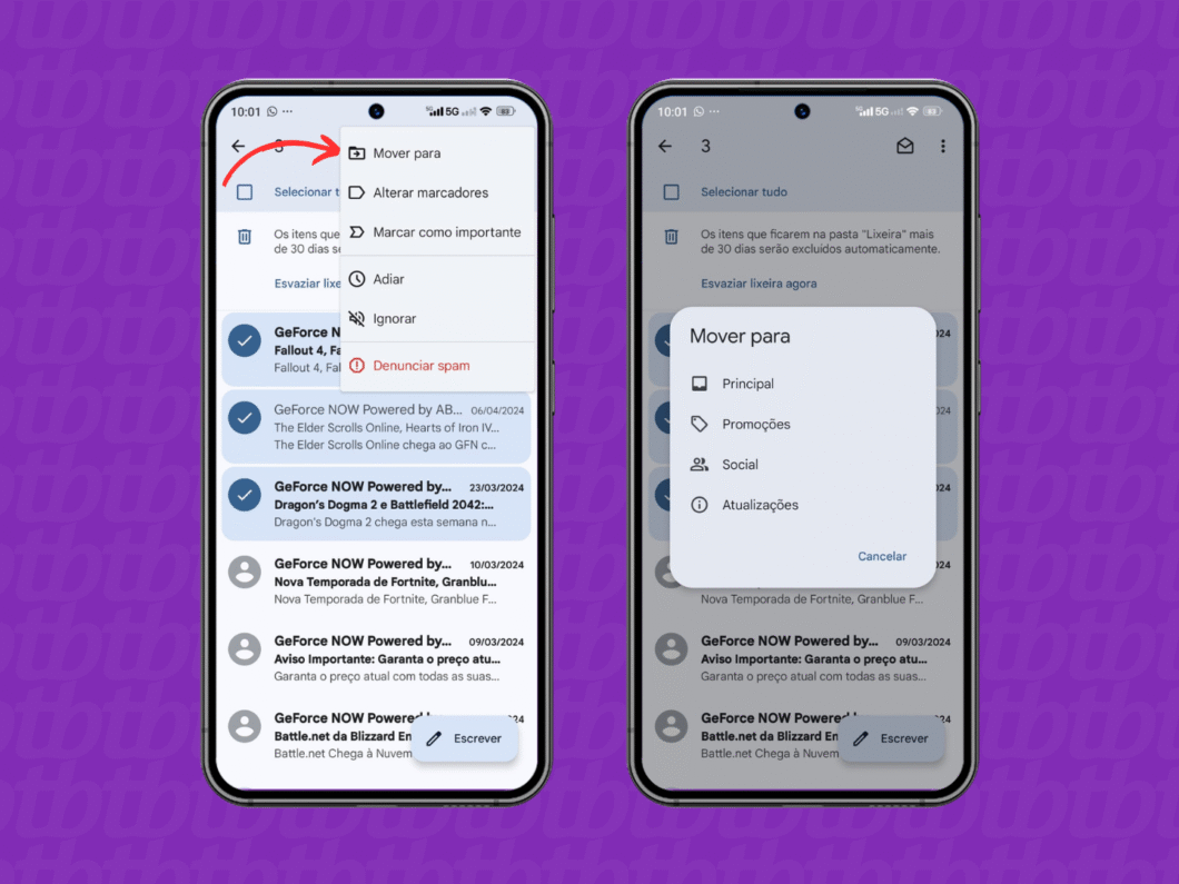 Recuperando e-mails excluídos do Gmail pelo celular