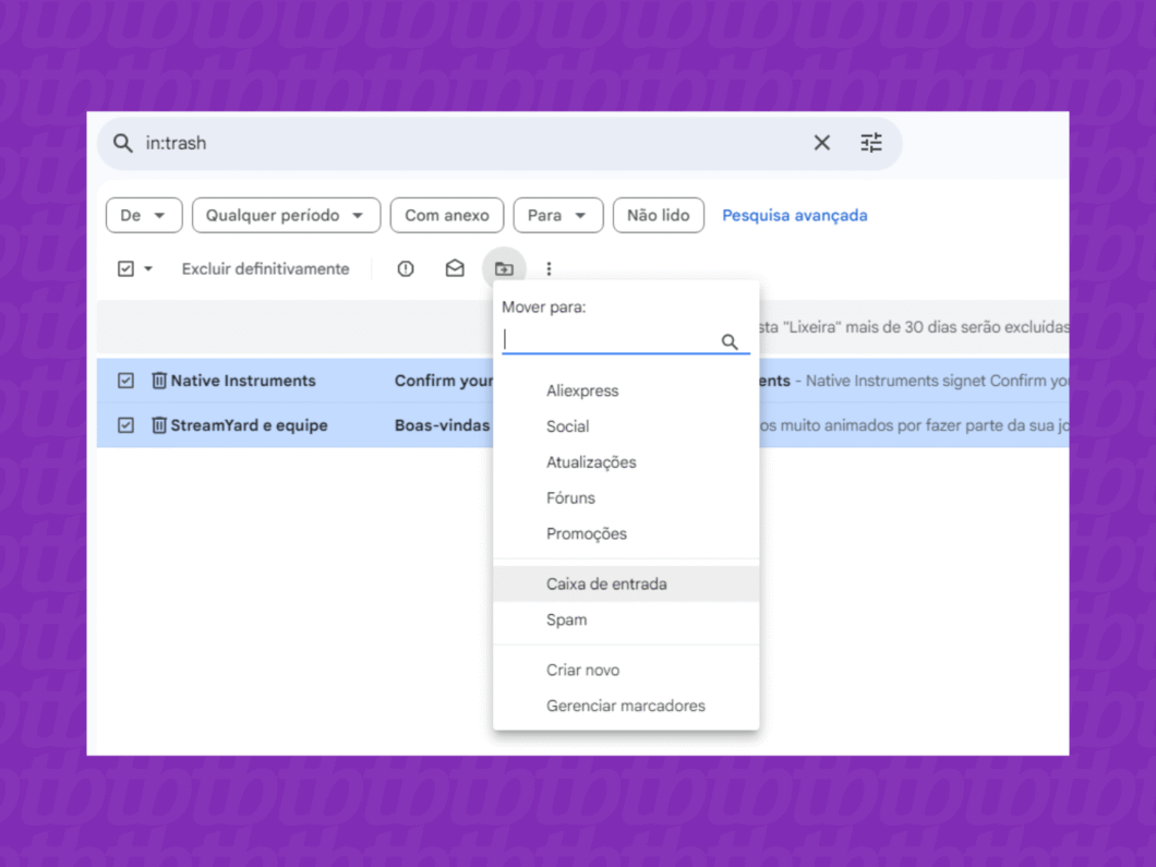 Recuperando e-mails excluídos do Gmail pelo PC