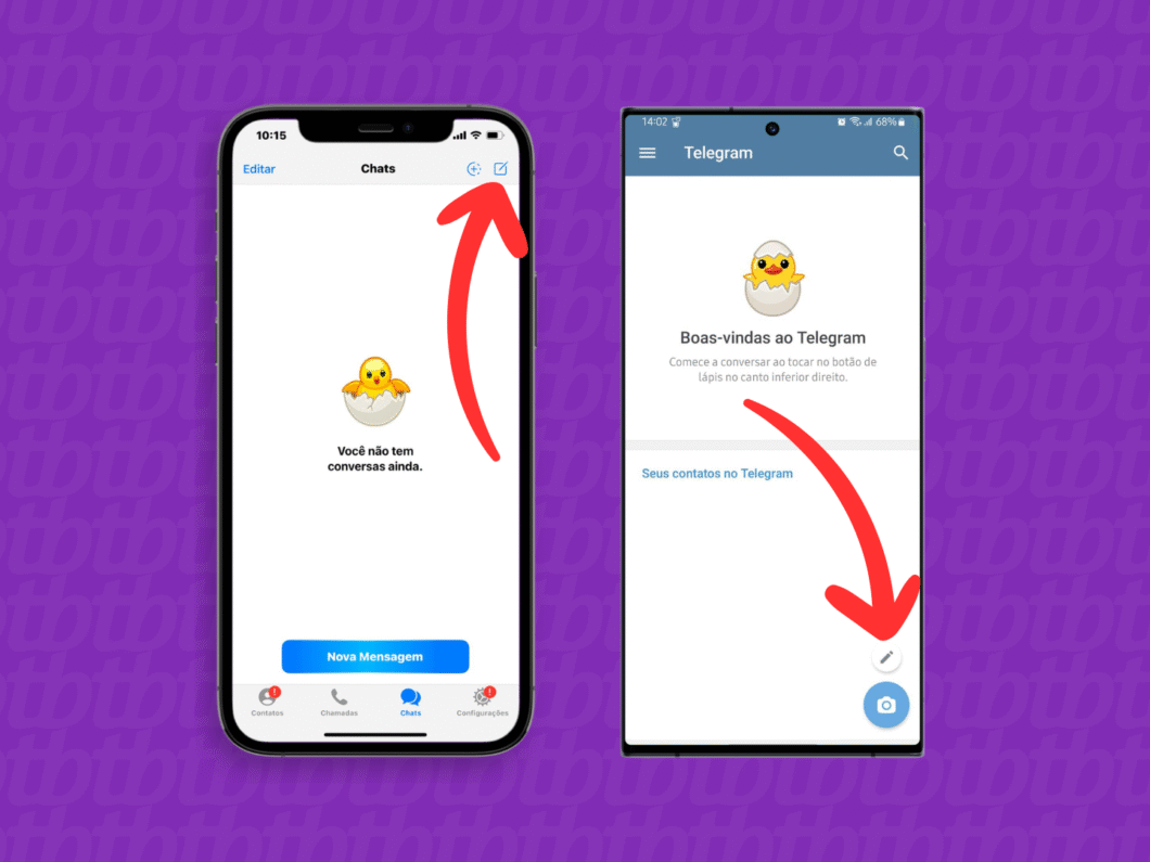 Iniciando uma nova mensagem no Telegram