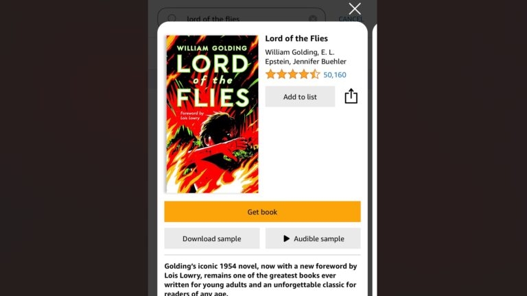 Botão de compra no app do Kindle